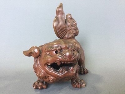 Lot 50 - A 20TH CENTURY CHINESE TERRACOTTA FIGURE OF A FOE DOG
