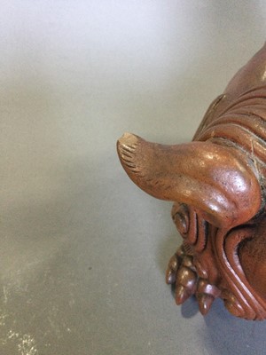 Lot 50 - A 20TH CENTURY CHINESE TERRACOTTA FIGURE OF A FOE DOG