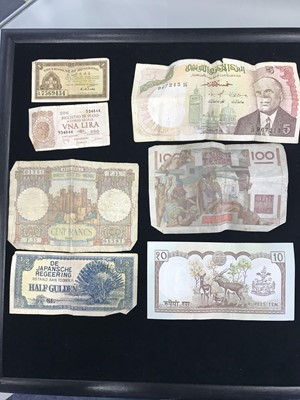 Lot 38 - A COLLECTION OF FOREIGN BANKNOTES AND  BRITISH COINS