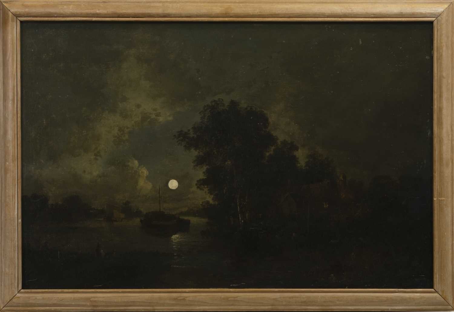 Lot 37 - MOONLIT RIVER, AN OIL ATTRIBUTED TO SEBASTIAN PETHER