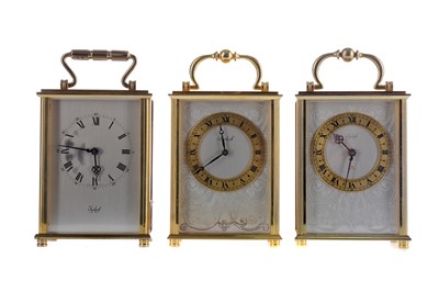Lot 1835 - A MID 20TH CENTURY CARRIAGE CLOCK AND TWO OTHERS