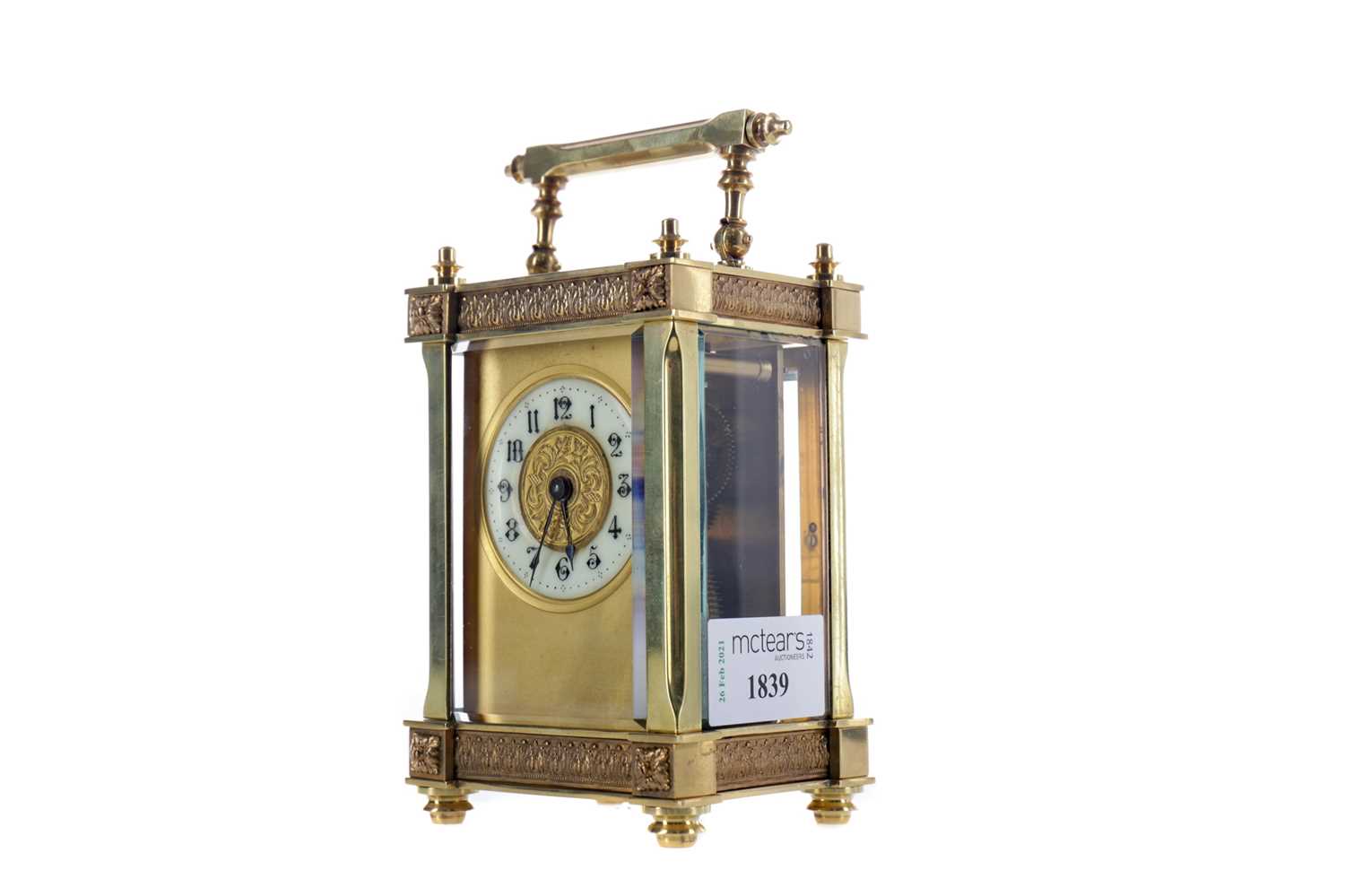 Lot 1839 - AN EARLY 20TH CENTURY CARRIAGE CLOCK