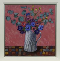 Lot 1217 - CONTEMPORARY SCHOOL, FLOWERS IN A WHITE JUG...