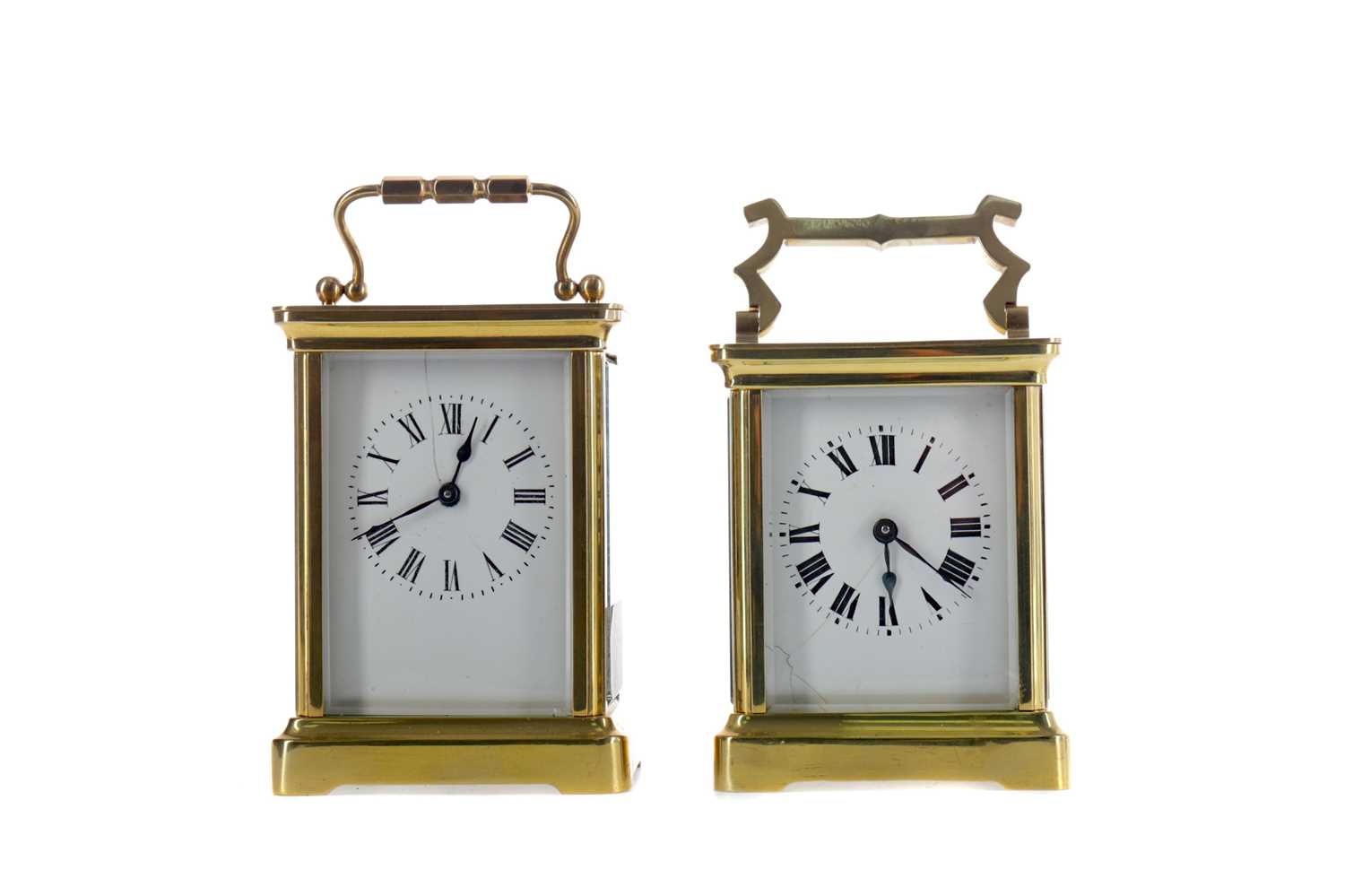 Lot 1854 - AN EARLY 20TH CENTURY CARRIAGE CLOCK, ALONG WITH ANOTHER