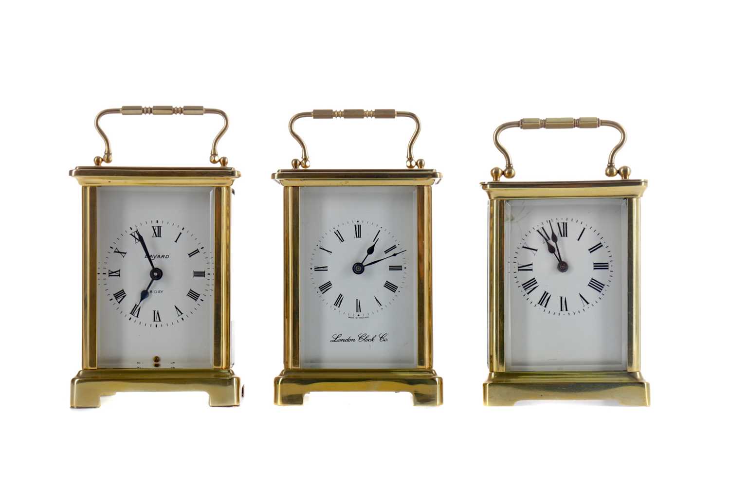 Lot 1859 - A MID-20TH CENTURY CARRIAGE CLOCK AND TWO OTHERS