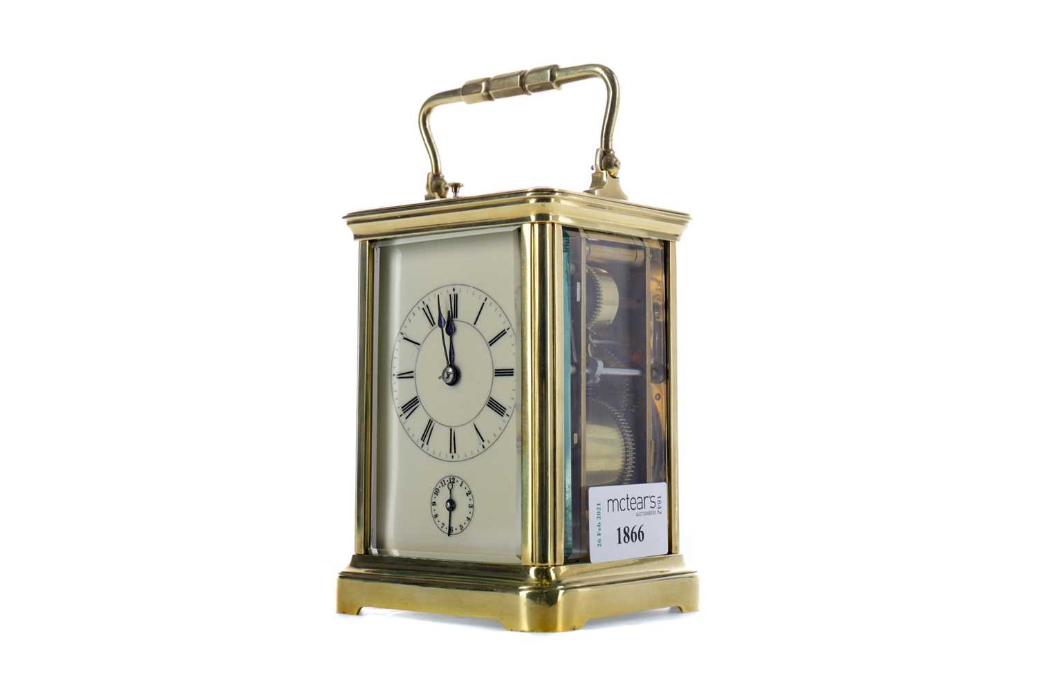 Lot 1866 - AN EARLY 20TH CENTURY REPEATER CARRIAGE CLOCK