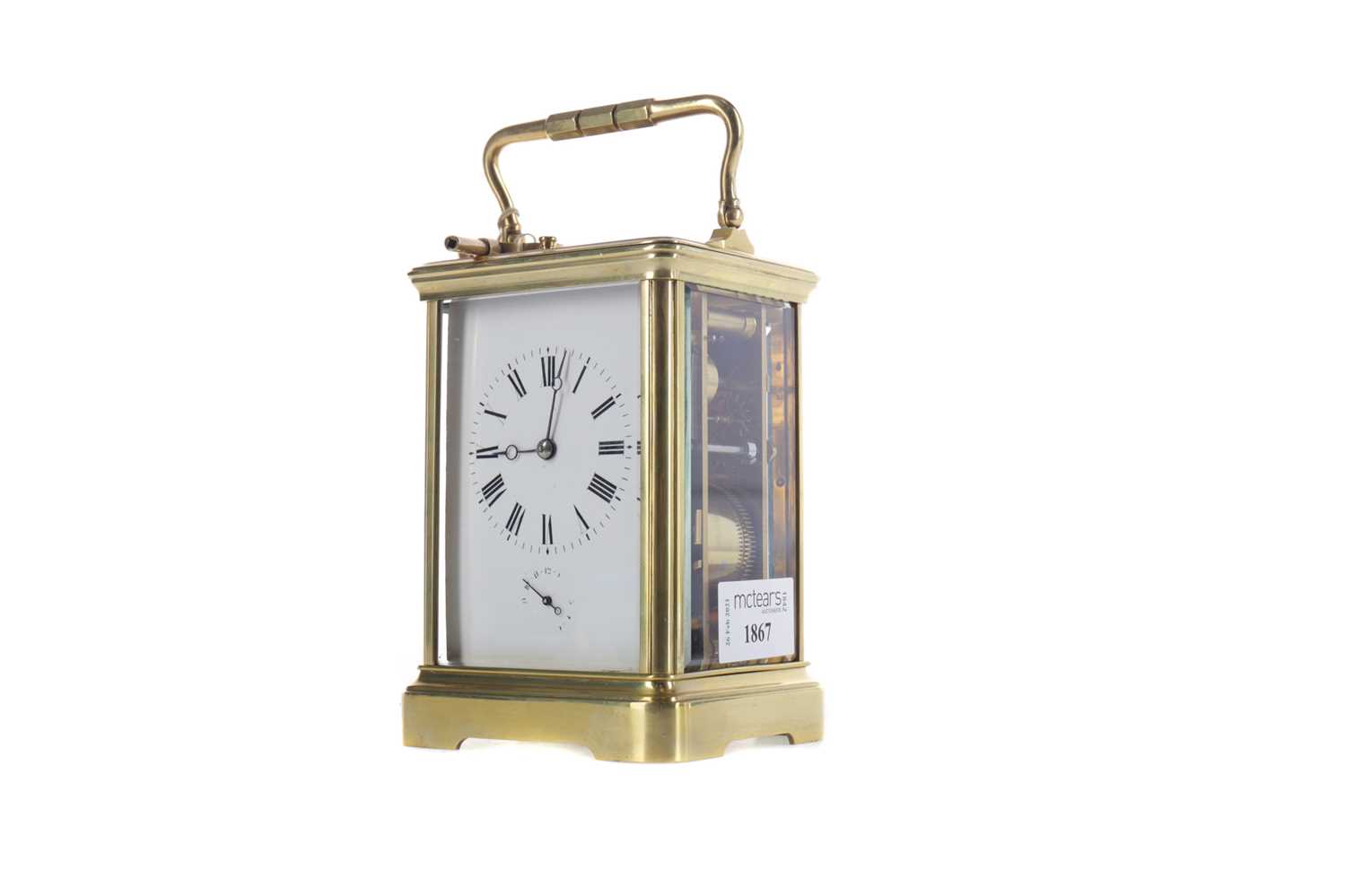 Lot 1867 - AN EARLY 20TH CENTURY REPEATER CARRIAGE CLOCK