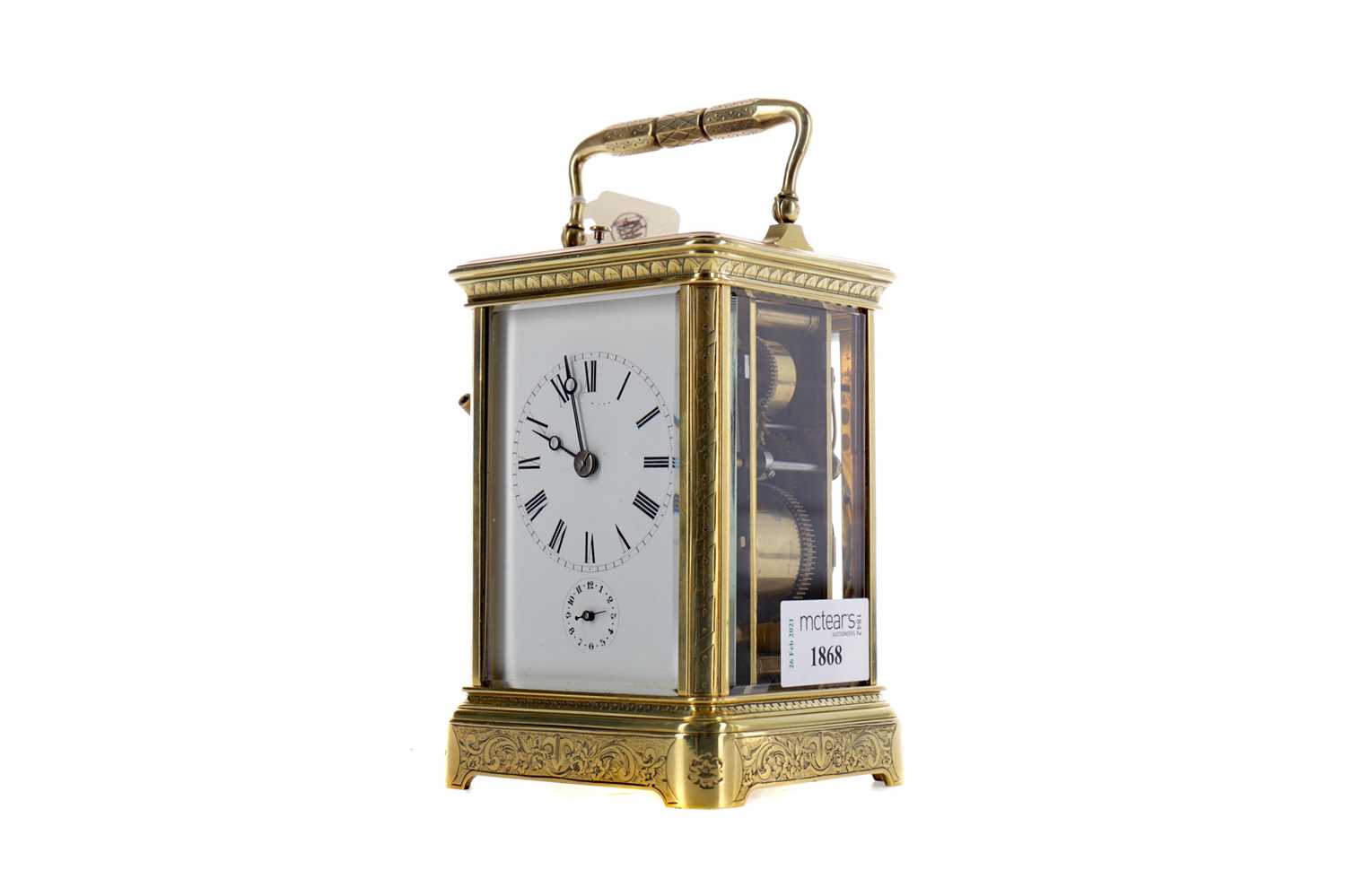Lot 1868 - AN EARLY 20TH CENTURY REPEATER CARRIAGE CLOCK