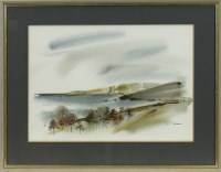 Lot 1222 - * KEN LOCKHEAD, COASTAL SCENE watercolour on...