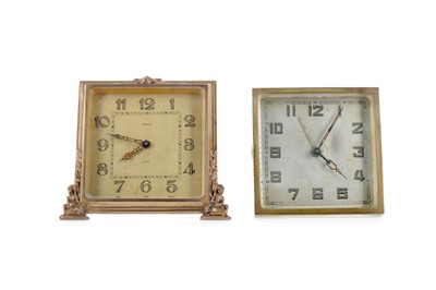 Lot 1884 - AN EARLY 20TH CENTURY BEDSIDE TIMEPIECE AND ANOTHER