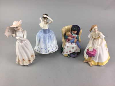 Lot 347 - A ROYAL DOULTON FIGURE OF 'SHEILA' AND THREE OTHERS