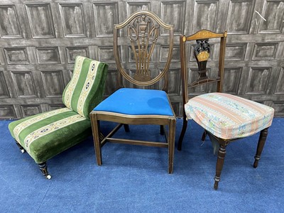 Lot 366 - A LATE VICTORIAN EBONISED NURSING CHAIR AND TWO OTHERS