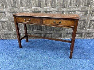 Lot 384 - A MODERN HALL TABLE AND A YEW WOOD CUPBOARD
