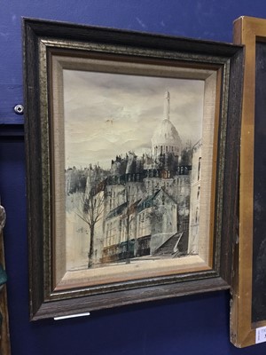 Lot 395 - CITYSCAPE, OIL ON CANVAS AND A PORTRAIT OF A FEMALE