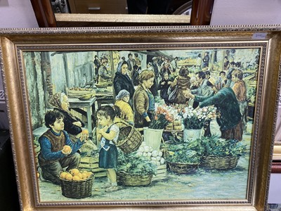 Lot 398 - THE MARKET BY R.PASQARELL AND OTHER PICTURES AND PRINTS