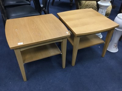 Lot 404 - A PAIR OF OAK TWO TIER OCCASIONAL TABLES