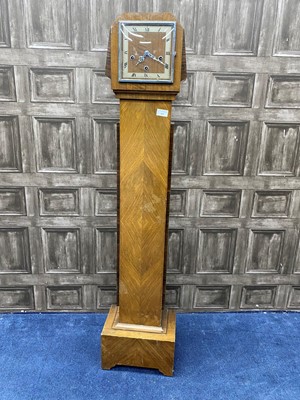 Lot 414 - AN ART DECO STYLE WALNUT GRANDMOTHER CLOCK