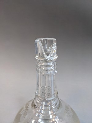 Lot 253 - A REGENCY CUT GLASS DECANTER, ALONG WITH A VICTORIAN DECANTER