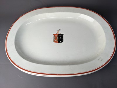 Lot 201 - A SET OF EARLY 19TH CENTURY WEDGWOOD ARMORIAL EARTHENWARE SERVING DISHES