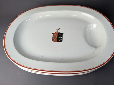 Lot 201 - A SET OF EARLY 19TH CENTURY WEDGWOOD ARMORIAL EARTHENWARE SERVING DISHES