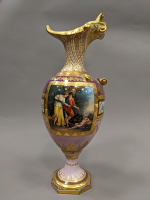 Lot 73 - A LATE 19TH CENTURY VIENNA PORCELAIN EWER AND STAND