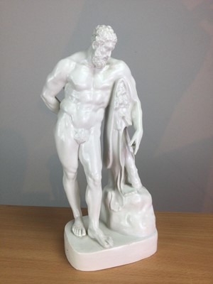 Lot 27 - A LATE 19TH CENTURY CONTINENTAL PORCELAIN FIGURE OF THE FARNESE HERCULES