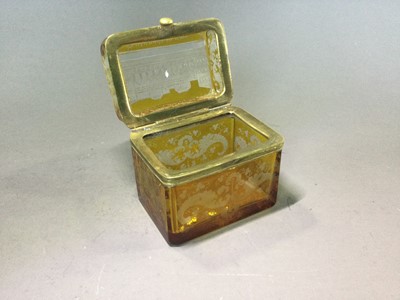 Lot 52 - A LATE 19TH CENTURY BOHEMIAN AMBER FLASHED GLASS CASKET