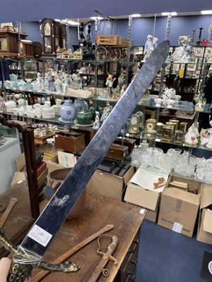 Lot 457 - A LATE 19TH CENTURY NAVAL OFFICERS SWORD, ANOTHER AND A REPRODUCTION SWORD