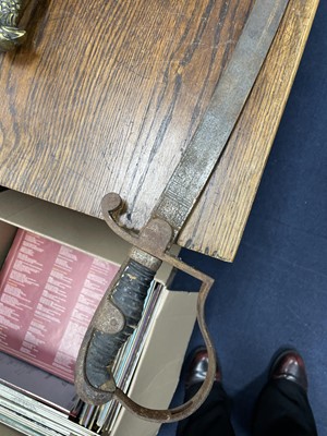 Lot 457 - A LATE 19TH CENTURY NAVAL OFFICERS SWORD, ANOTHER AND A REPRODUCTION SWORD