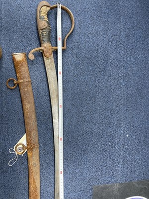 Lot 457 - A LATE 19TH CENTURY NAVAL OFFICERS SWORD, ANOTHER AND A REPRODUCTION SWORD