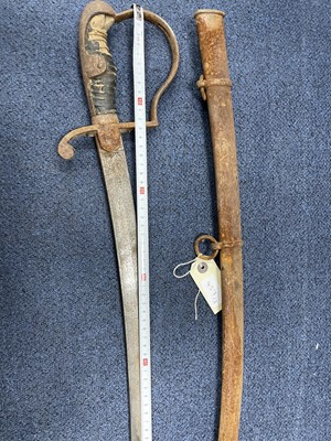 Lot 457 - A LATE 19TH CENTURY NAVAL OFFICERS SWORD, ANOTHER AND A REPRODUCTION SWORD
