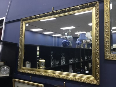 Lot 485 - A GILT FRAMED WALL MIRROR, ANOTHER AND A PICTURE FRAME