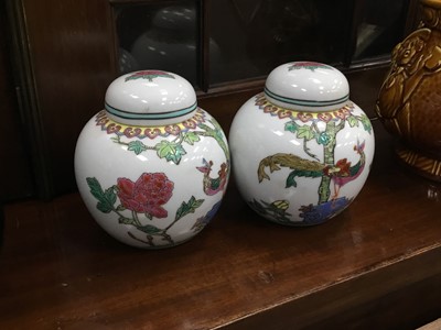 Lot 471 - A PAIR OF CHINESE LIDDED GINGER JARS AND OTHER CERAMICS