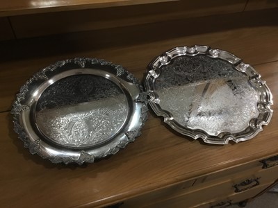 Lot 474 - A LOT OF TWO SILVER PLATED TRAYS, TWO VINTAGE TINS AND OTHER SILVER PLATED WARE