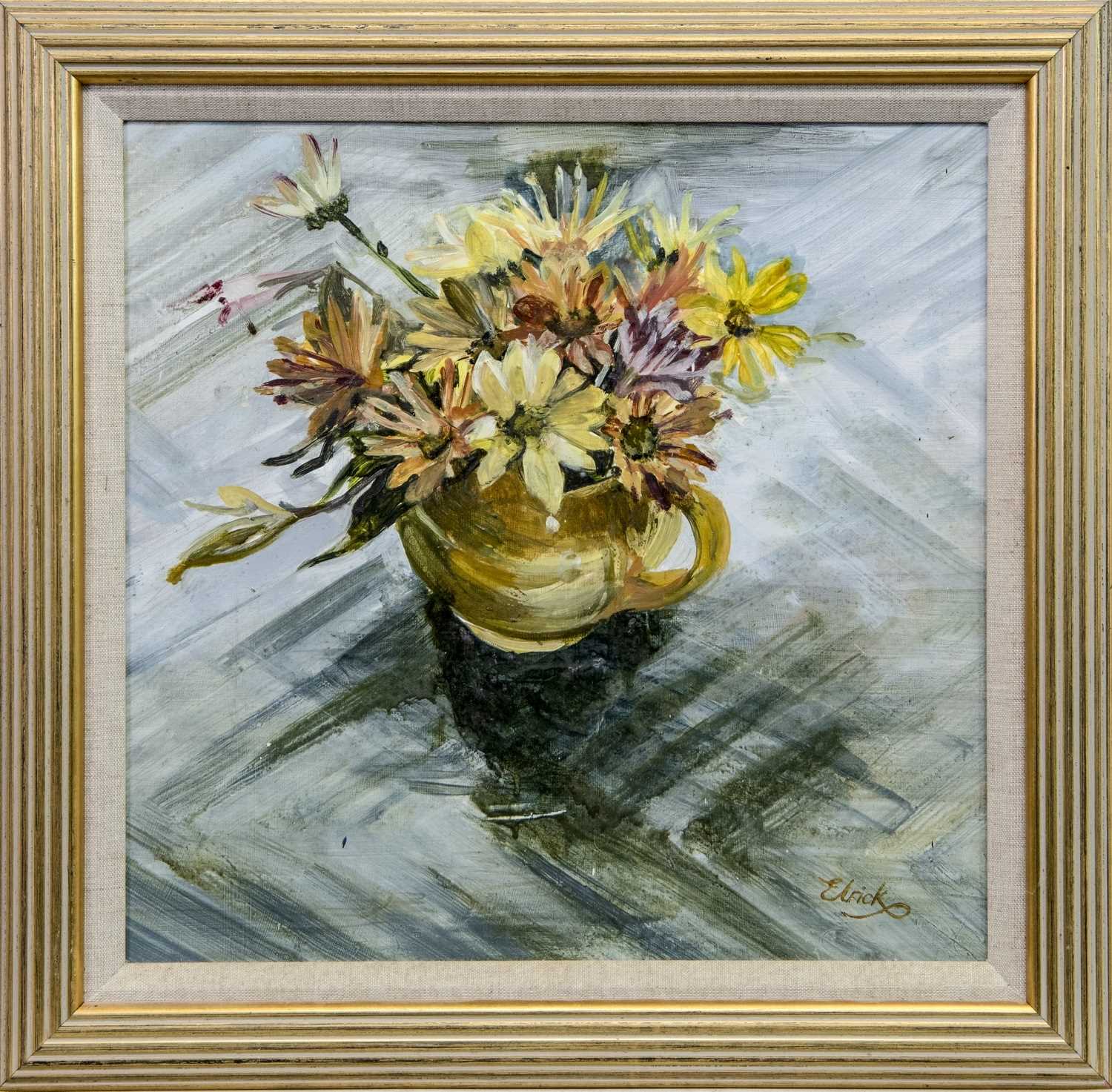 Lot 564 - STILL LIFE WITH FLOWERS, AN OIL BY ELRICK