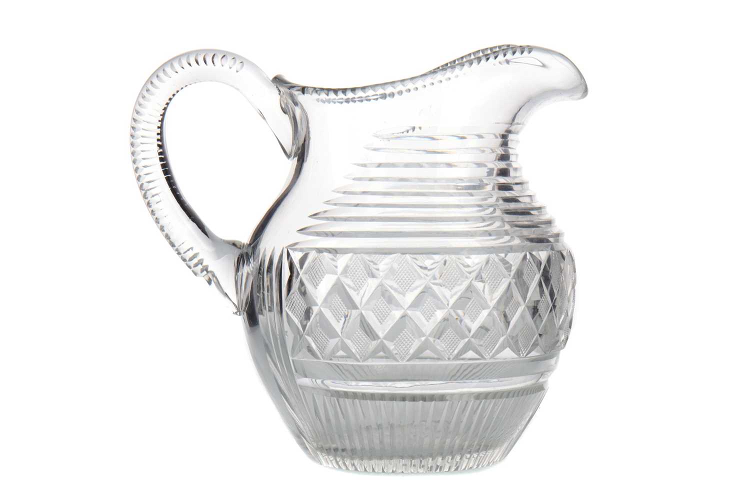 Lot 461 - AN EARLY 19TH CENTURY CUT GLASS JUG