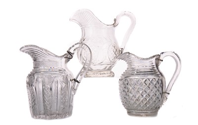 Lot 540 - A COLLECTION OF THREE EARLY 19TH CENTURY CUT GLASS JUGS