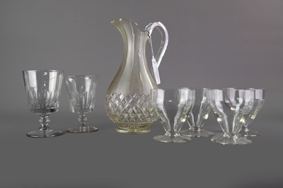 Lot 140 - A COLLECTION OF SIX GLASS RUMMERS, ALONG WITH A JUG