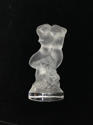 Lot 1117 - A LALIQUE MOULDED AND FROSTED GLASS FIGURE OF 'LE FAUNE'