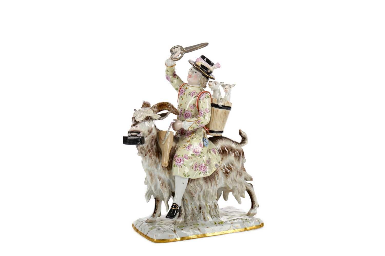 Lot 1039 - A 19TH CENTURY MEISSEN FIGURE OF COUNT BRUHL'S TAILOR
