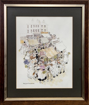 Lot 606 - MARKET SCENE, A MIXED MEDIA BY MARGARET CHAPMAN