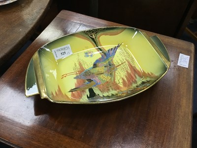 Lot 525 - A LOT OF TWO CARLTON WARE BIRDS OF PARADISE COMPORTS AND A TEMPLE JAR