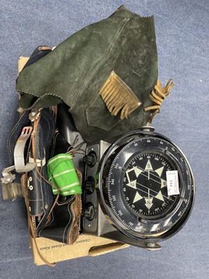 Lot 534 - A SHIP'S GIMBAL COMPASS, CLARINET, SCRAP BOOK AND COWBOY OUTFIT