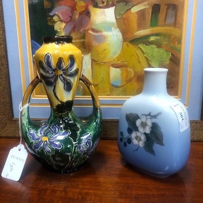 Lot 504 - A ROYAL COPENHAGEN VASE AND A TWIN HANDLED VASE