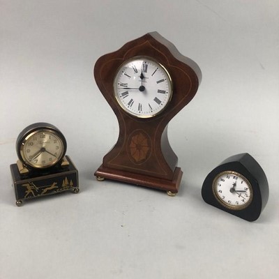 Lot 63 - AN EARLY 20TH CENTURY ENAMEL CLOCK AND TWO OTHER CLOCKS