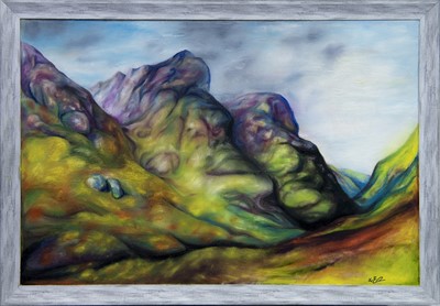 Lot 537 - THE MOUNTAINS OF GLENCOE, AN OIL BY KEVIN O'ROURKE