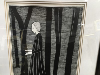 Lot 601 - WOMAN AND TREES, A LITHOGRAPH BY HANNAH FRANK