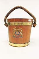 Lot 1273 - MAHOGANY AND BRASS BANDED FIRE BUCKET OF...