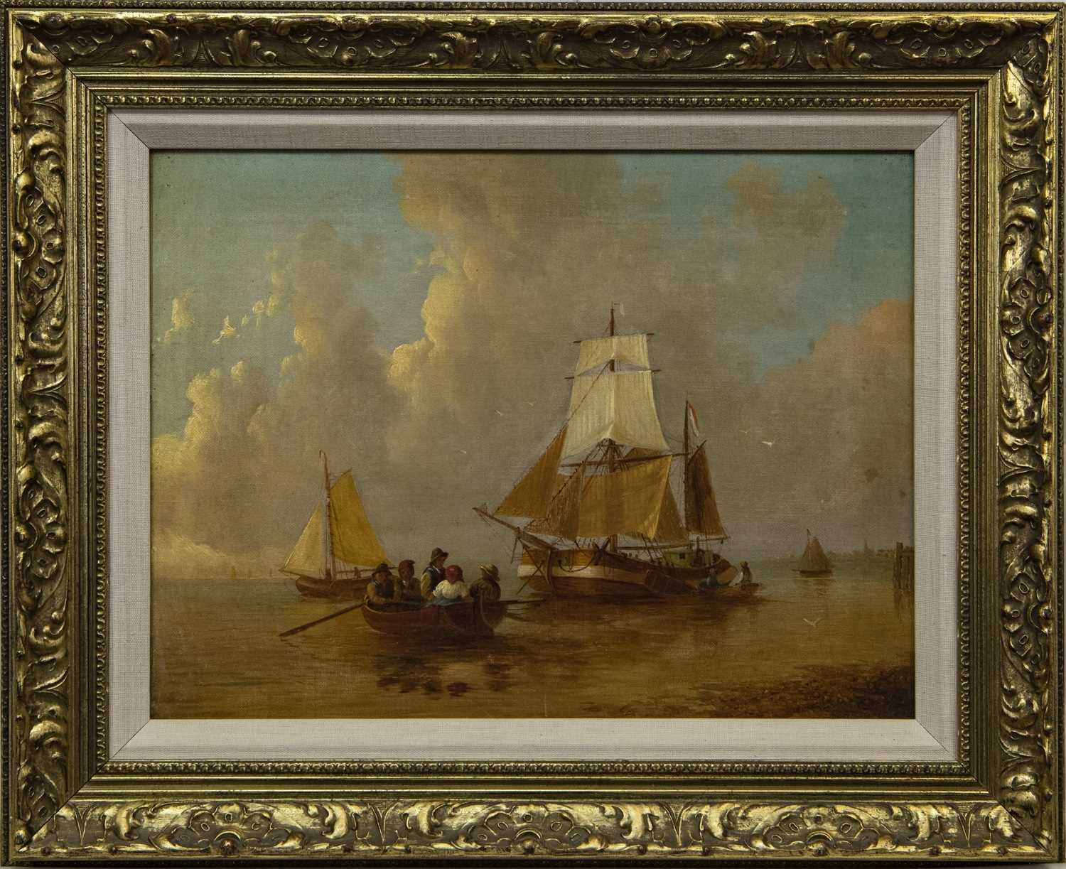Lot 19 - BOATS IN CALM WATERS, A 20TH CENTURY DUTCH OIL