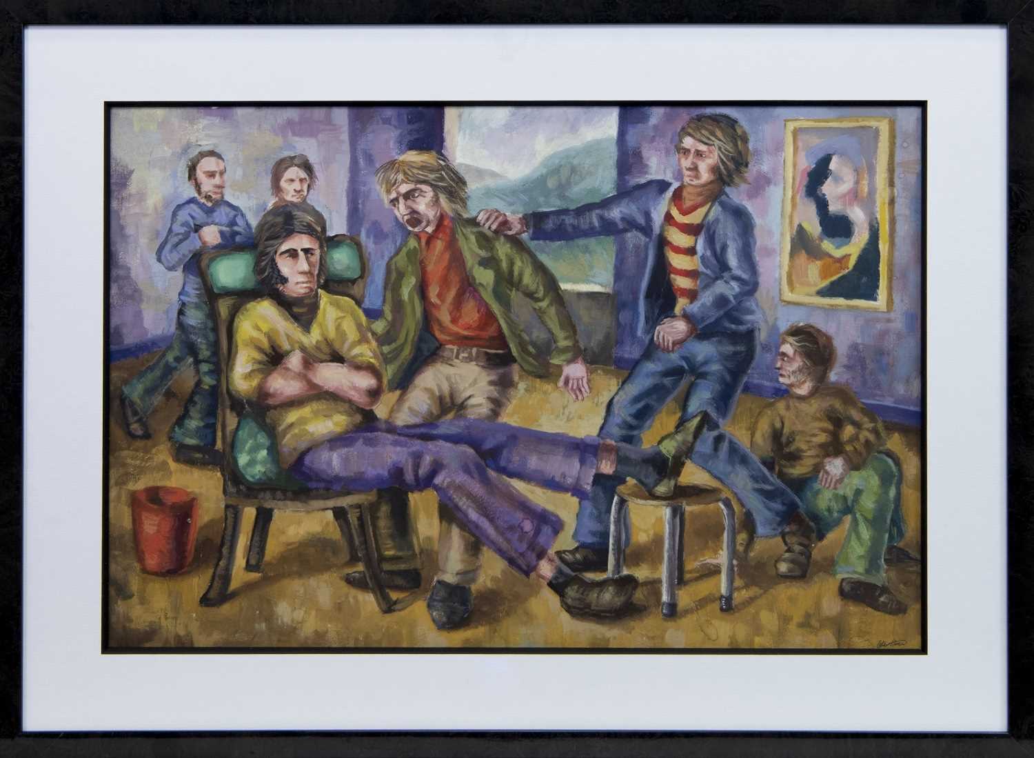 Lot 629 - FAMILY REUNION, AN OIL BY PETER HOWSON